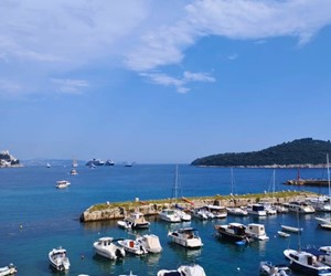 Luxury cruise vessels anchored in Dubrovnik